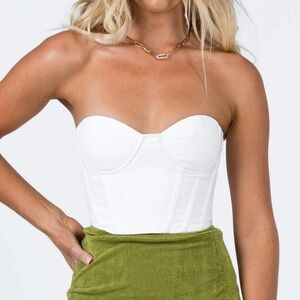 Princess Polly Size 6 White Padded Boned Strapless Bustier Top